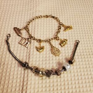 Charm bracelets. Silver + Golden Colors.